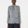 Printed silk shirt, midnightblue