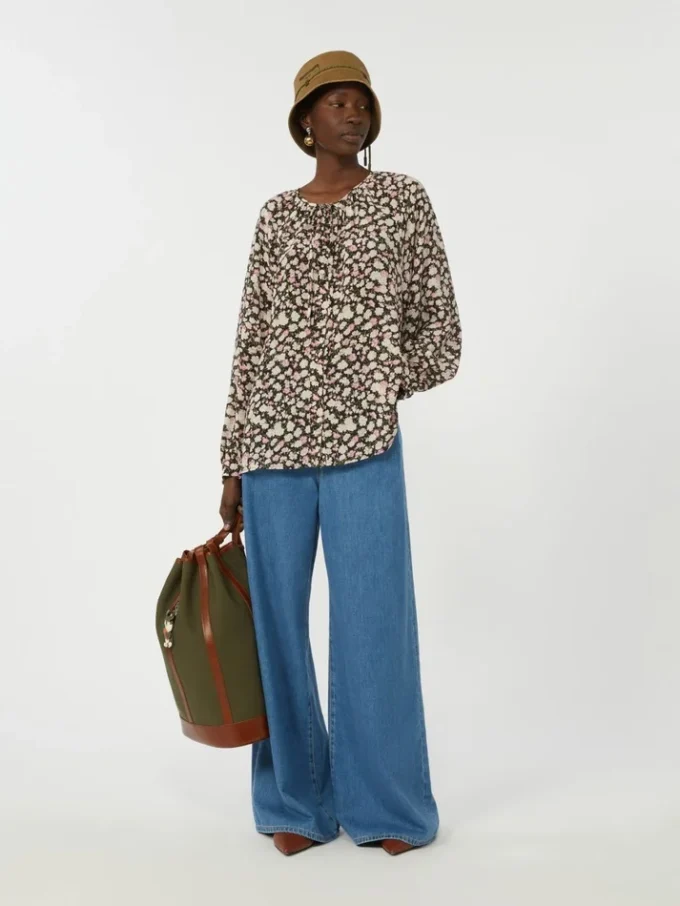 Printed silk shirt, pink