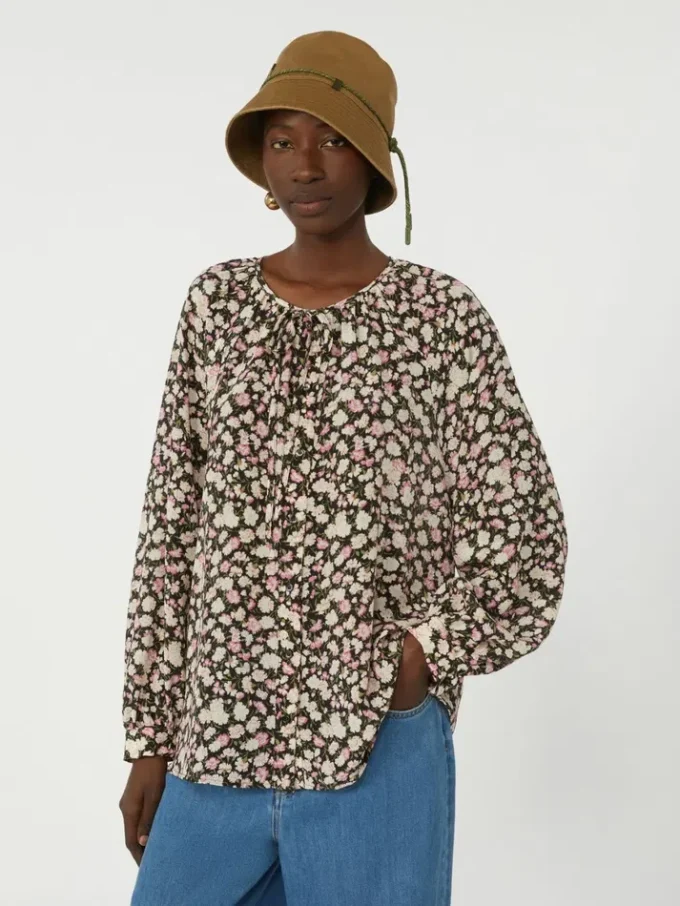 Printed silk shirt, pink