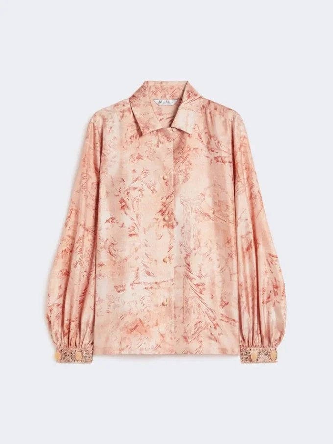 Printed silk shirt, pink