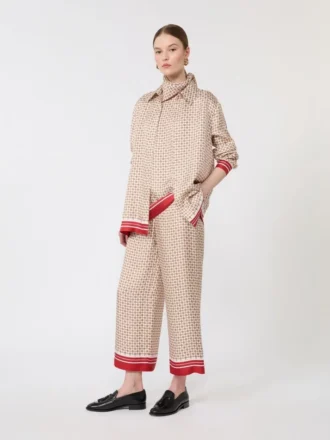 Printed silk shirt, red