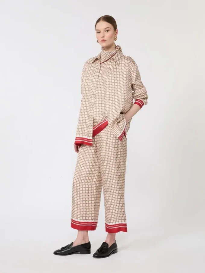 Printed silk shirt, red