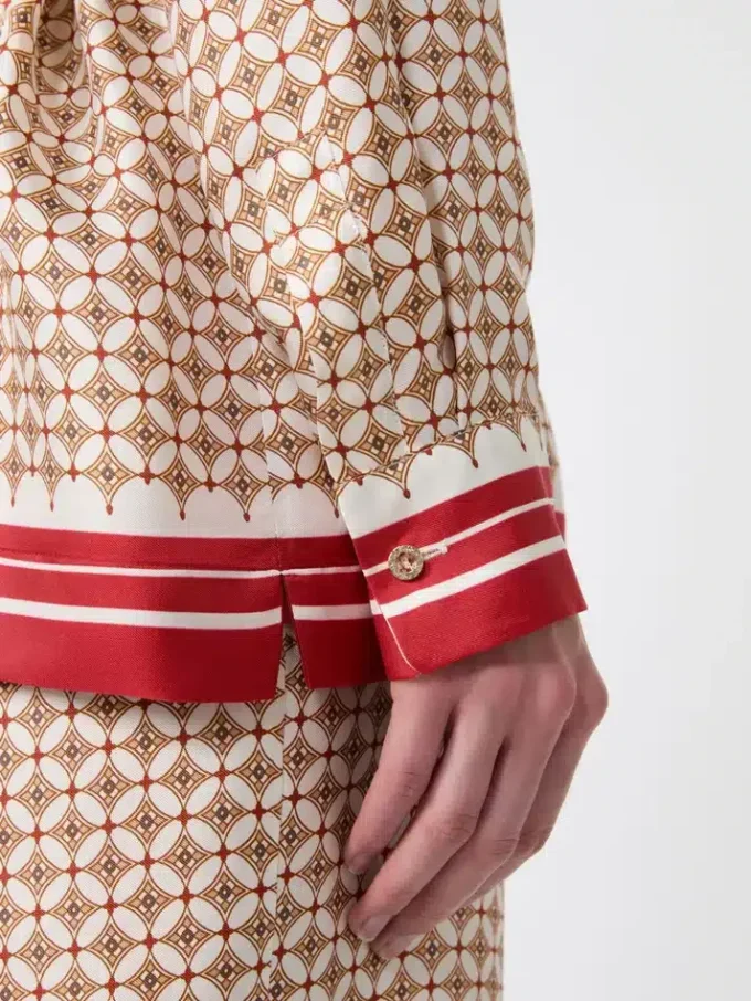 Printed silk shirt, red