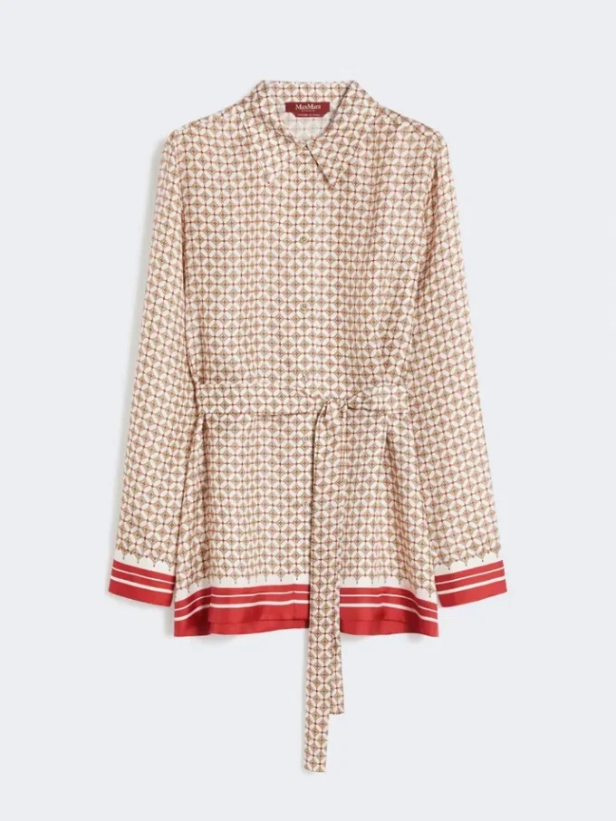 Printed silk shirt, red