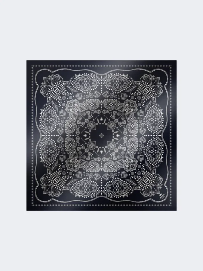 Printed silk square foulard, midnightblue
