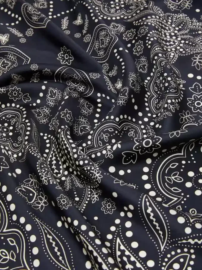 Printed silk square foulard, midnightblue