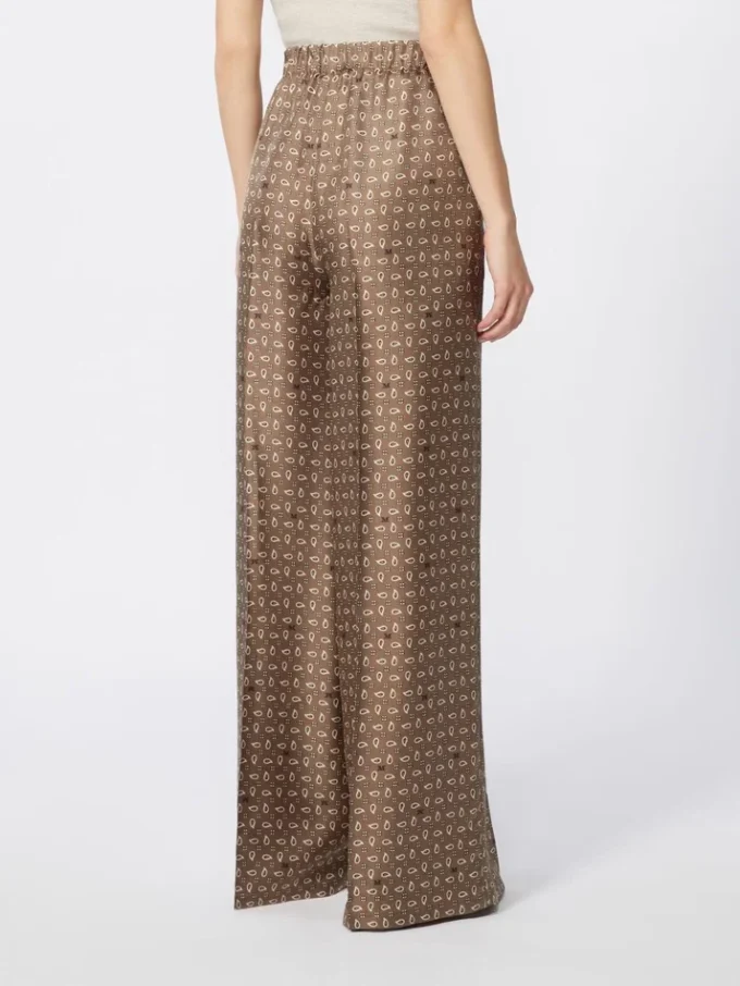 Printed silk trousers, mud