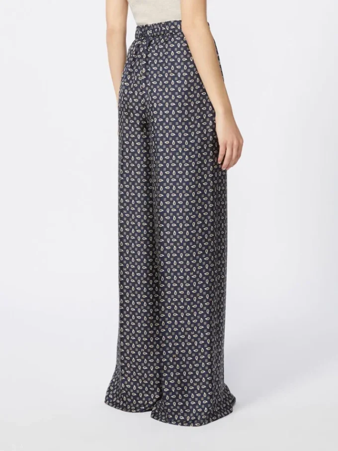 Printed silk trousers, ultramarine Printed silk trousers, ultramarine