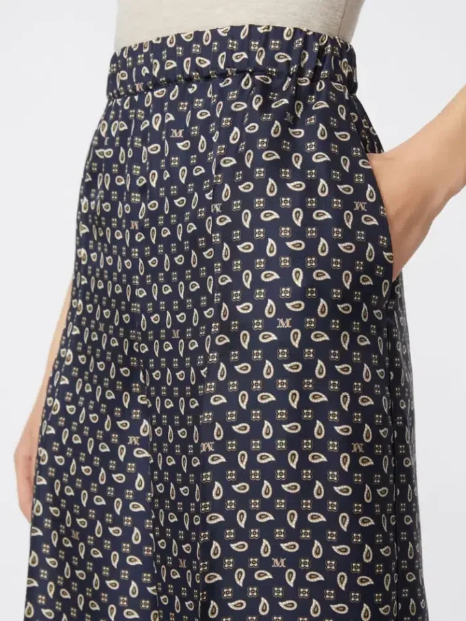 Printed silk trousers, ultramarine Printed silk trousers, ultramarine