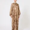 Printed silk tunic dress, gold Printed silk tunic dress, gold