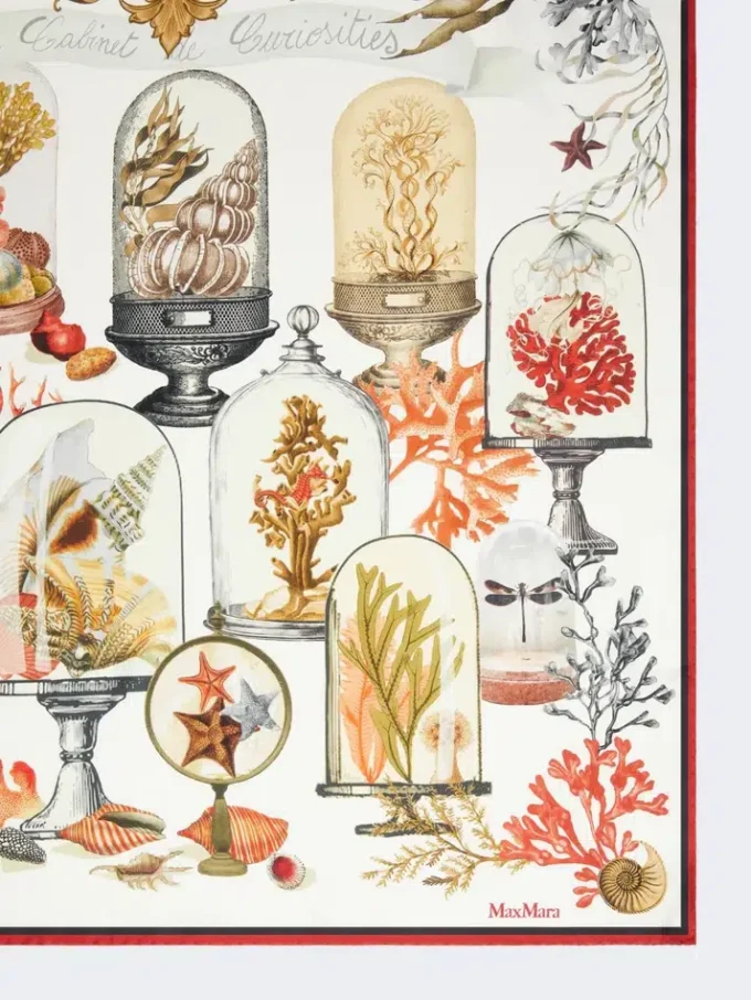 Printed silk twill oversized scarf, beige