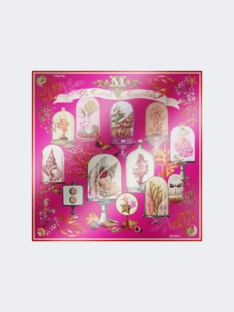 Printed silk twill oversized scarf, fuchsia