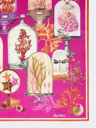 Printed silk twill oversized scarf, fuchsia