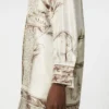 Printed silk twill shirt, ivory