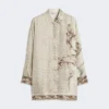 Printed silk twill shirt, ivory