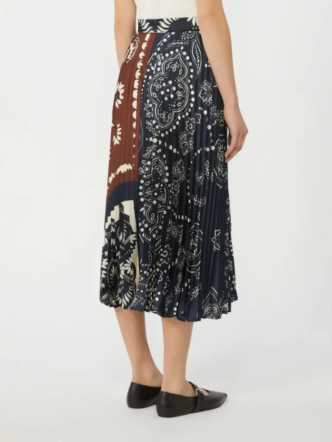 Printed twill skirt, tobacco