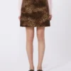 Printed velvet mini skirt, camel