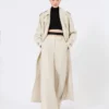 Pure linen drill double-breasted duster coat, sand Pure linen drill double-breasted duster coat, sand