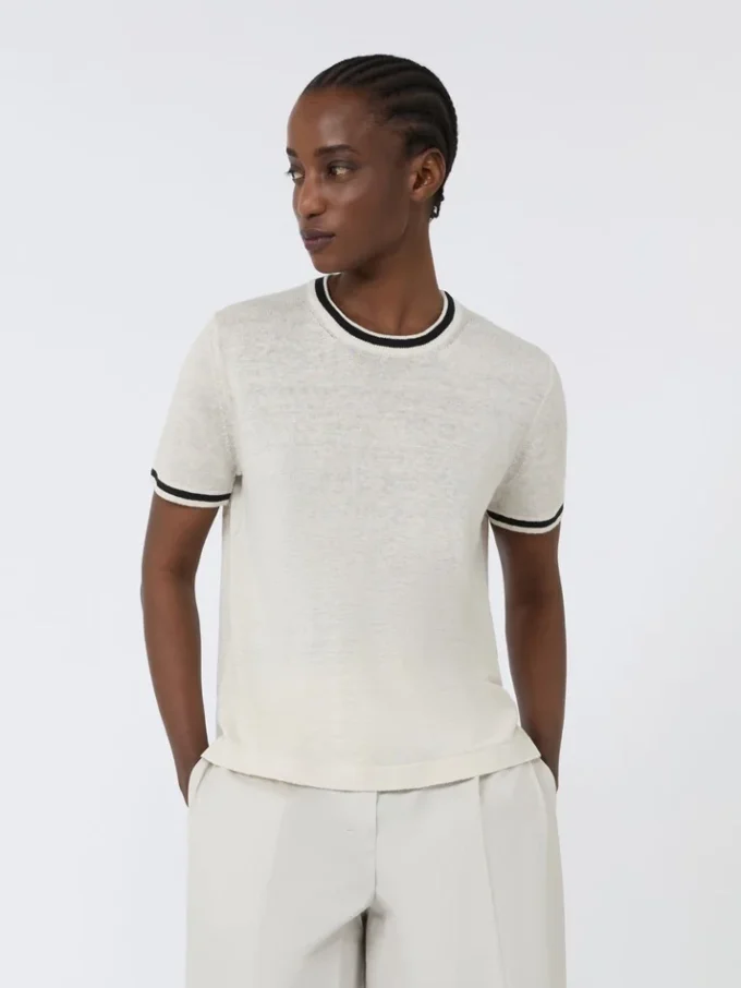 Pure linen yarn sweater, white