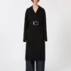 Pure wool robe coat, black