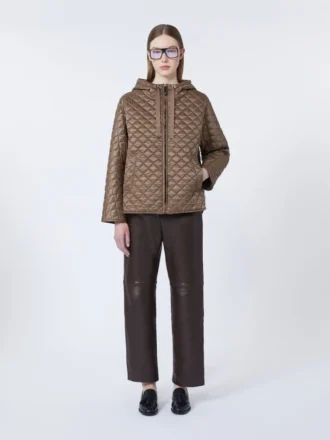 Quilted water-repellent canvas padded jacket, tobacco