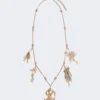 "abissi" metallic necklace with rhinestones, gold