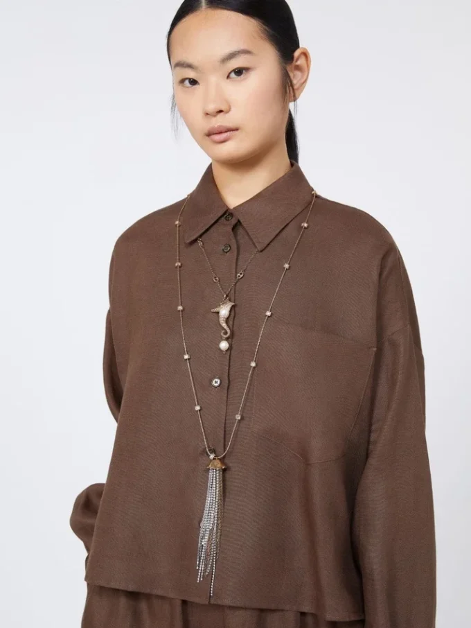 "abissi" metallic necklace with rhinestones, gold