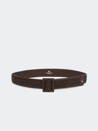 Raffia effect belt, dark brown