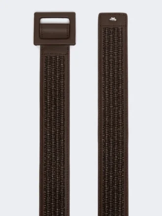 Raffia effect belt, dark brown