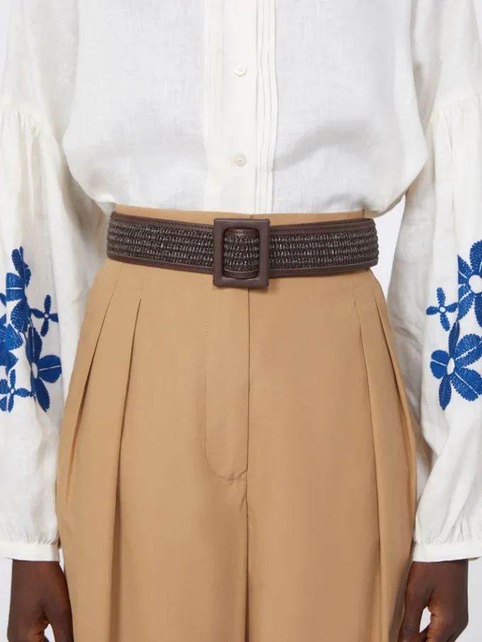 Raffia effect belt, dark brown