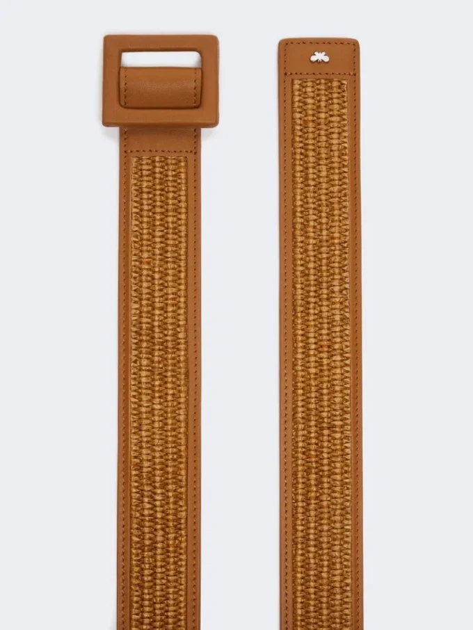 Raffia effect belt, tangerine