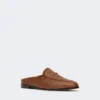 Raffia-effect canvas mules, amber brown Raffia-effect canvas mules, amber brown