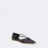 Raffia-look basketweave ballet flats, black