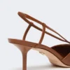 Raffia-look canvas slingbacks, amber brown