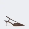 Raffia-look canvas slingbacks, dark brown Raffia-look canvas slingbacks, dark brown