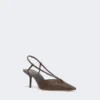 Raffia-look canvas slingbacks, dark brown Raffia-look canvas slingbacks, dark brown