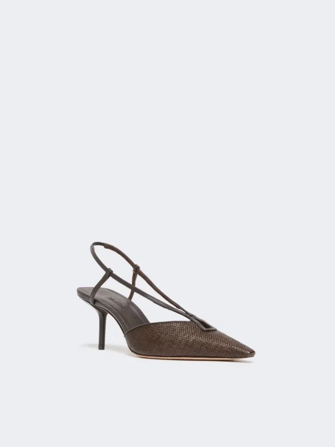 Raffia-look canvas slingbacks, dark brown Raffia-look canvas slingbacks, dark brown