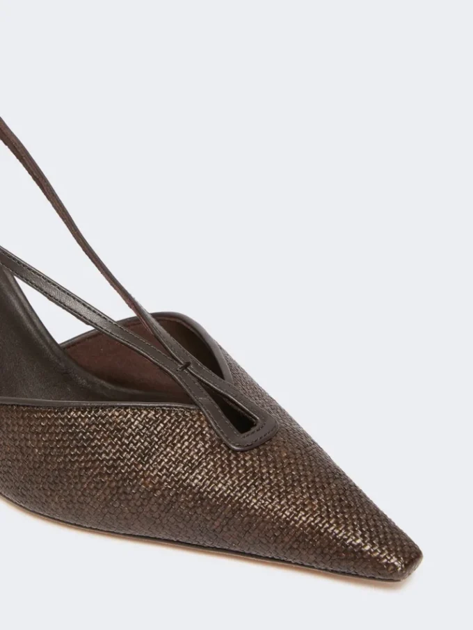 Raffia-look canvas slingbacks, dark brown Raffia-look canvas slingbacks, dark brown
