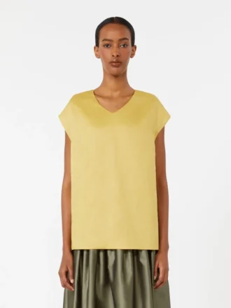 Ramie canvas blouse, bright yellow