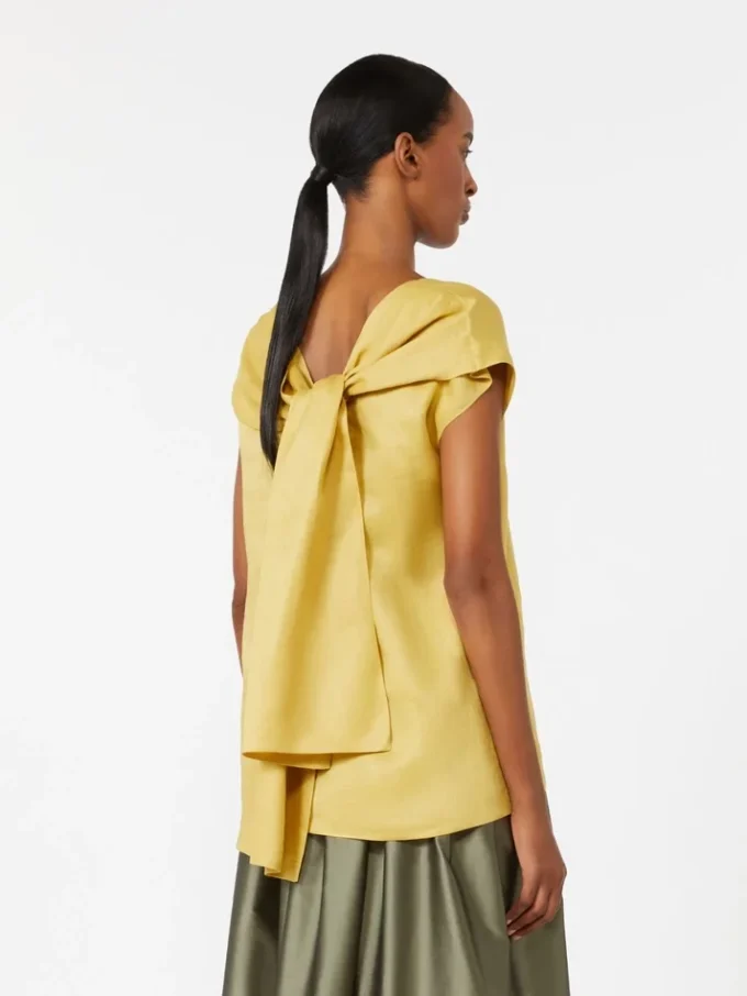 Ramie canvas blouse, bright yellow
