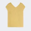 Ramie canvas blouse, bright yellow