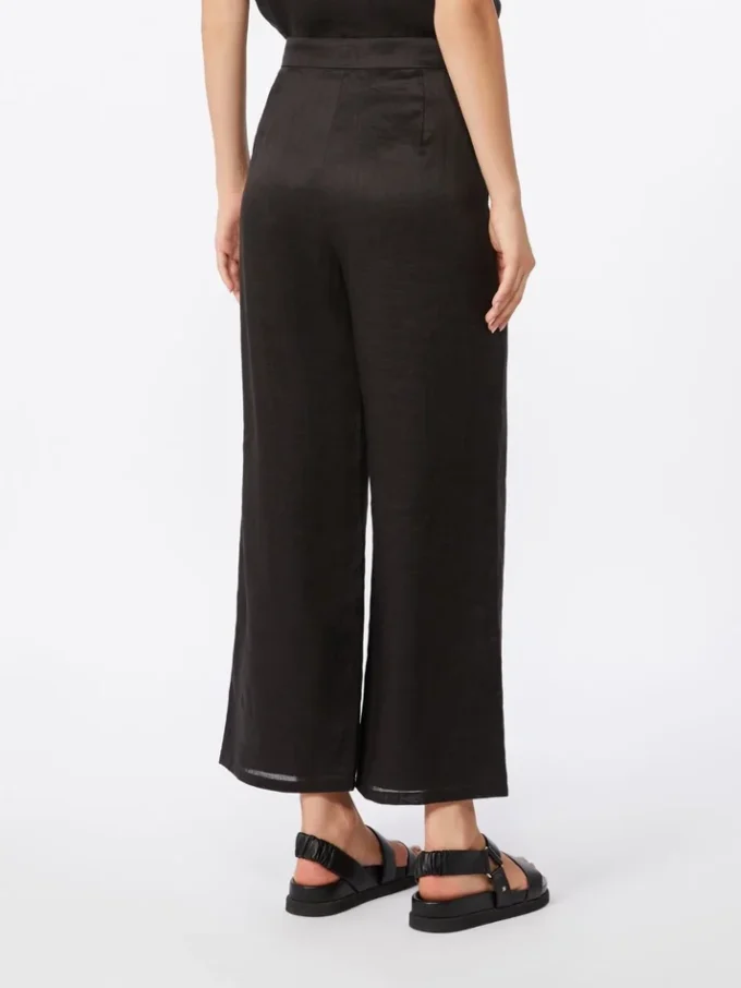 Ramie canvas cropped trousers, black