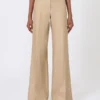 Regular-cut trousers in linen basketweave, camel