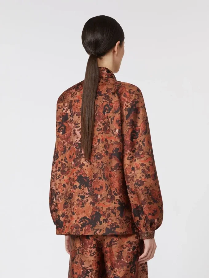 Relaxed-fit printed silk shirt, terra cotta
