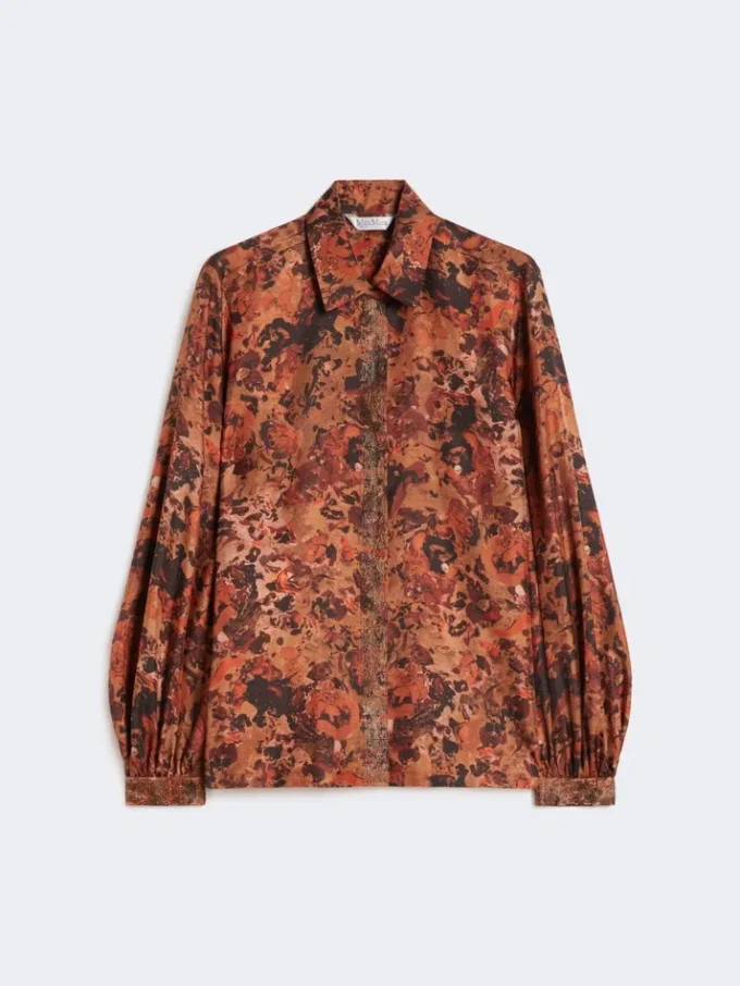 Relaxed-fit printed silk shirt, terra cotta