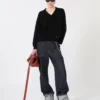 Relaxed-fit wool and cashmere sweater, black