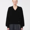 Relaxed-fit wool and cashmere sweater, black