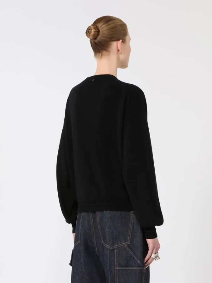 Relaxed-fit wool and cashmere sweater, black