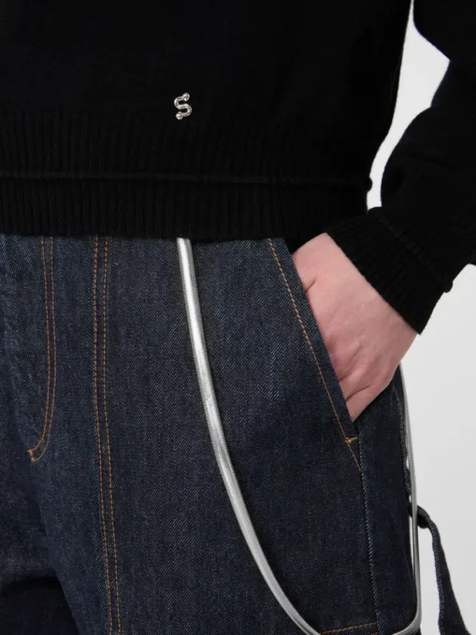 Relaxed-fit wool and cashmere sweater, black