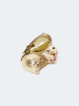 Resin and glass brooch, brown